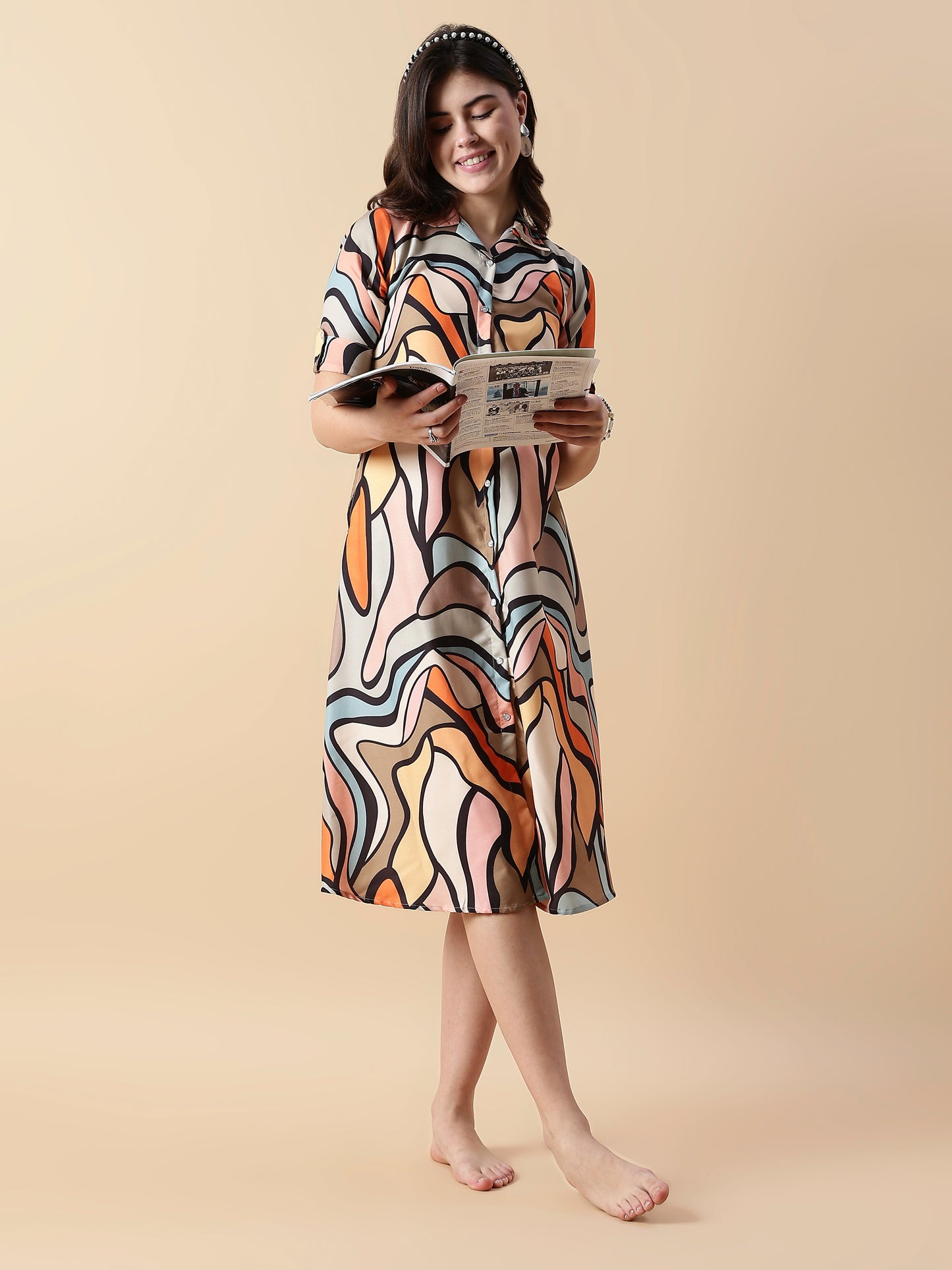 Retro Rush Aesthetic Flow Rayon Nighty for Teen Girls