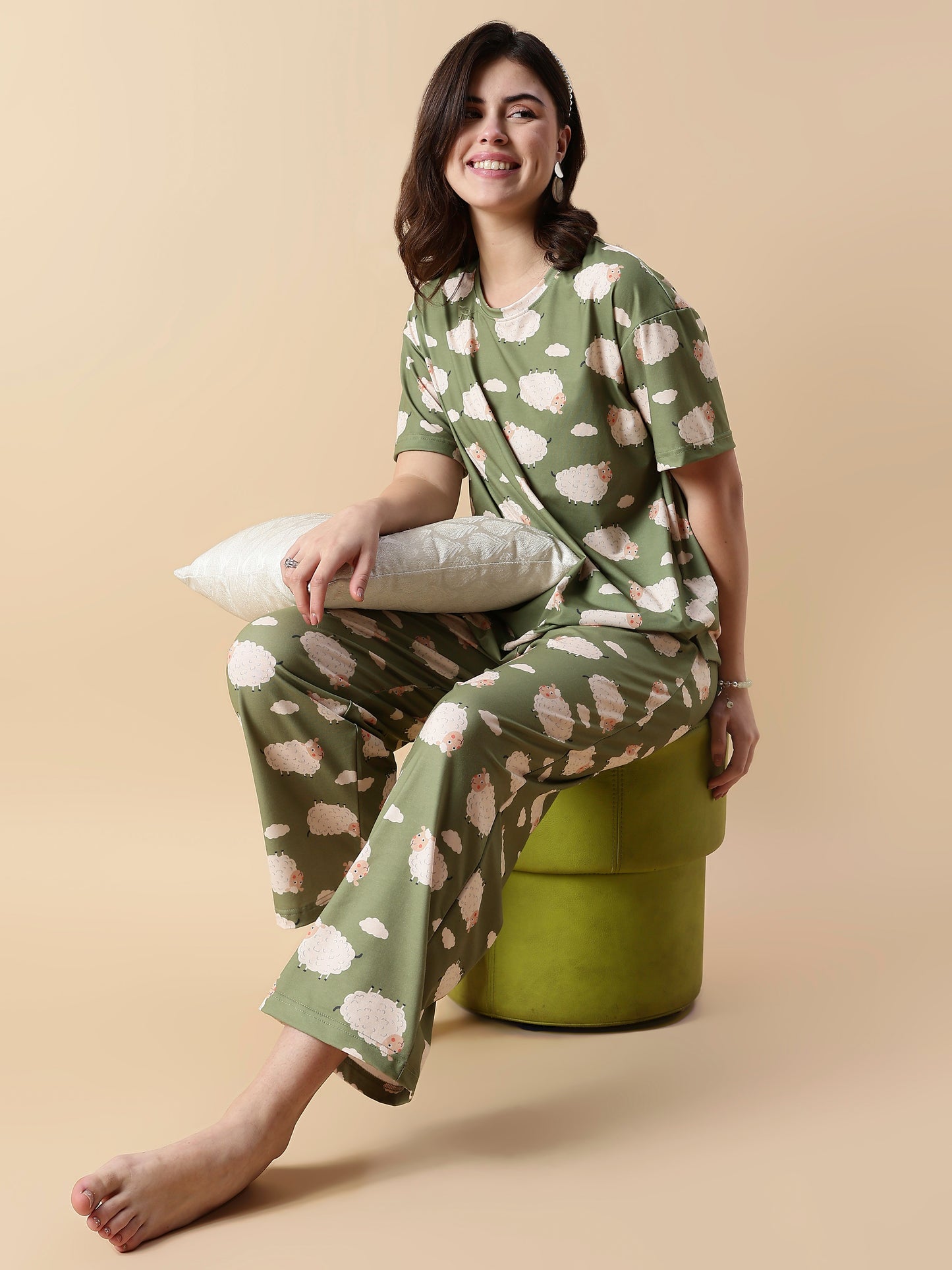 Baa Baa Olive Soft-Sheep Dream Pyjama Set For Teens – Premium Lycra