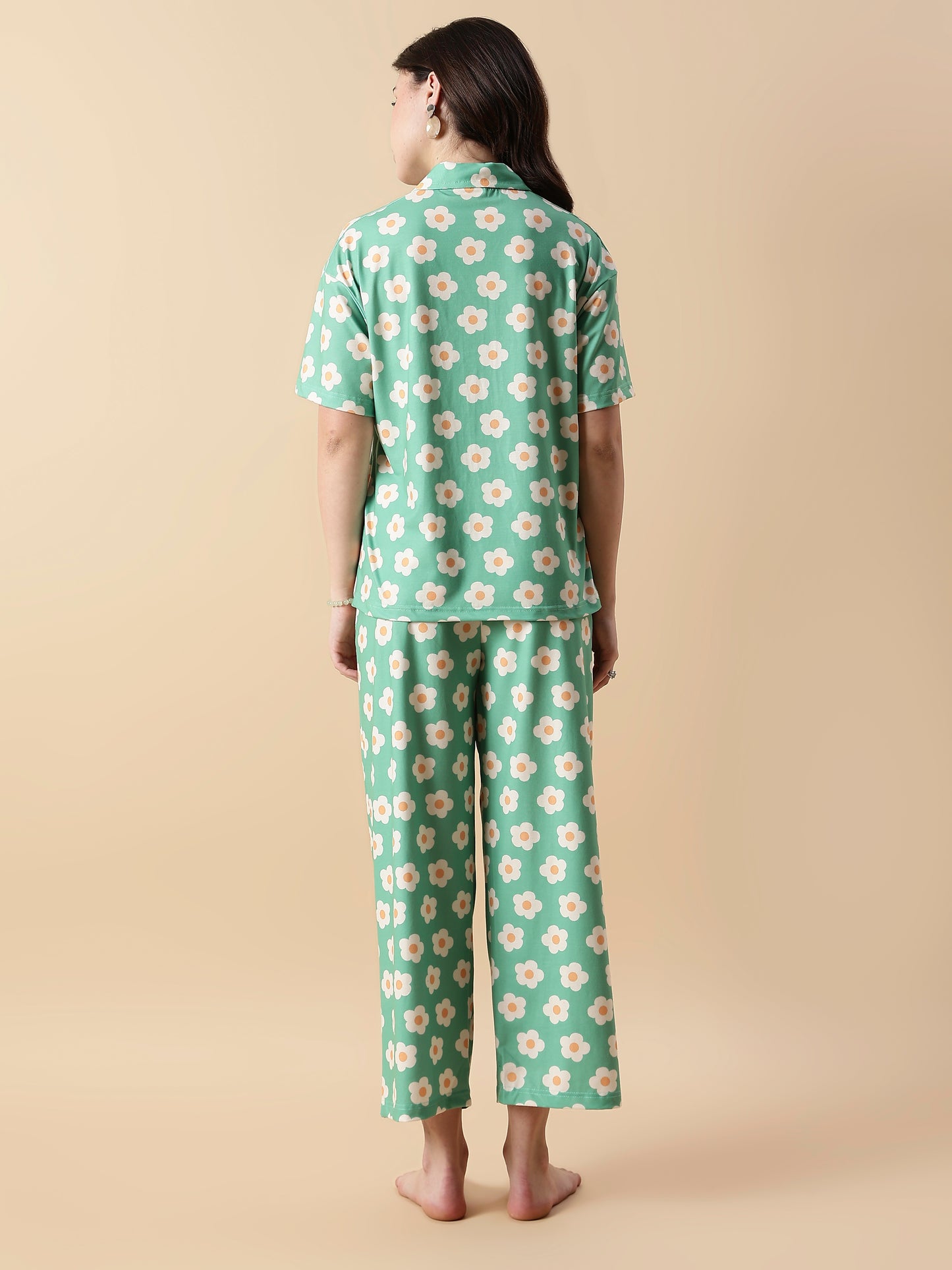 Flower Power Green Daisy Print Soft Loungewear Set