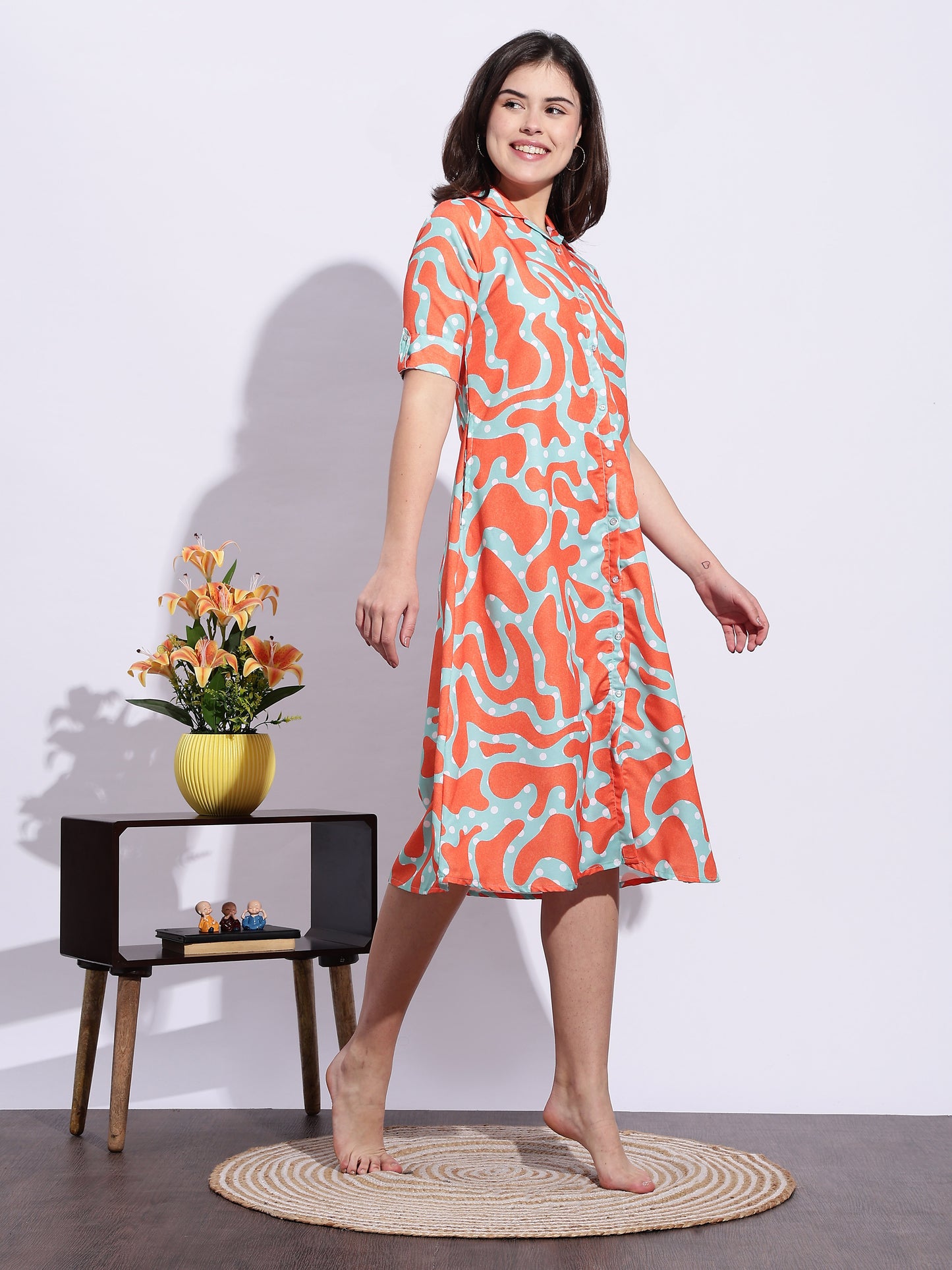 Zest Glow Chill Pop Edit – Printed A-Line Short Nighty for Teens