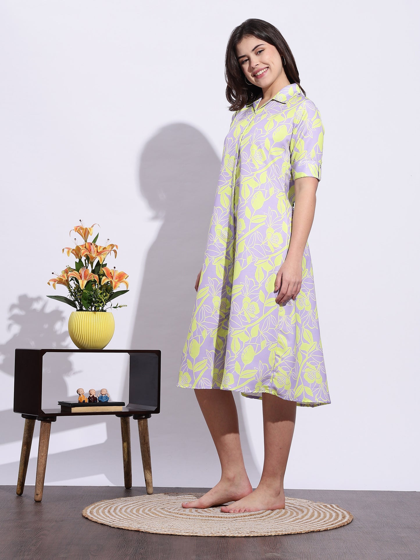 Candy Crush Printed A-Line Short Nighty for Teens Soft Flowy Fabric