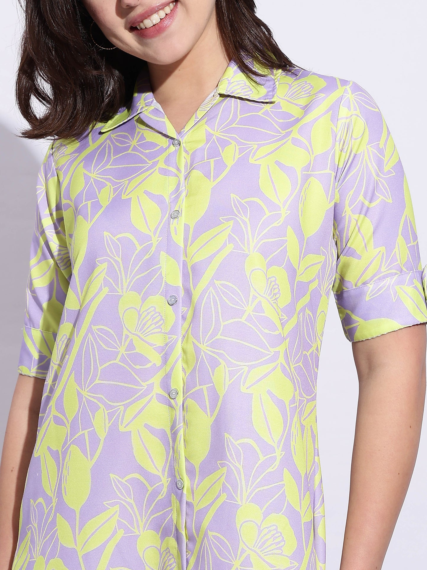 Candy Crush Printed A-Line Short Nighty for Teens Soft Flowy Fabric