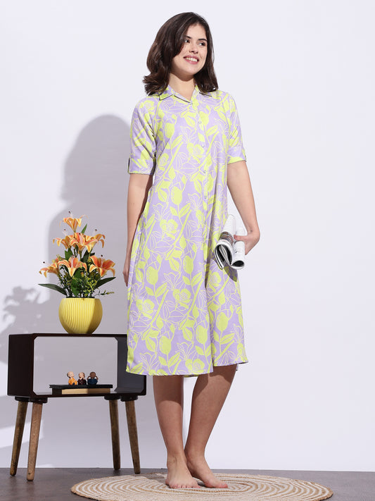 Candy Crush Printed A-Line Short Nighty for Teens Soft Flowy Fabric