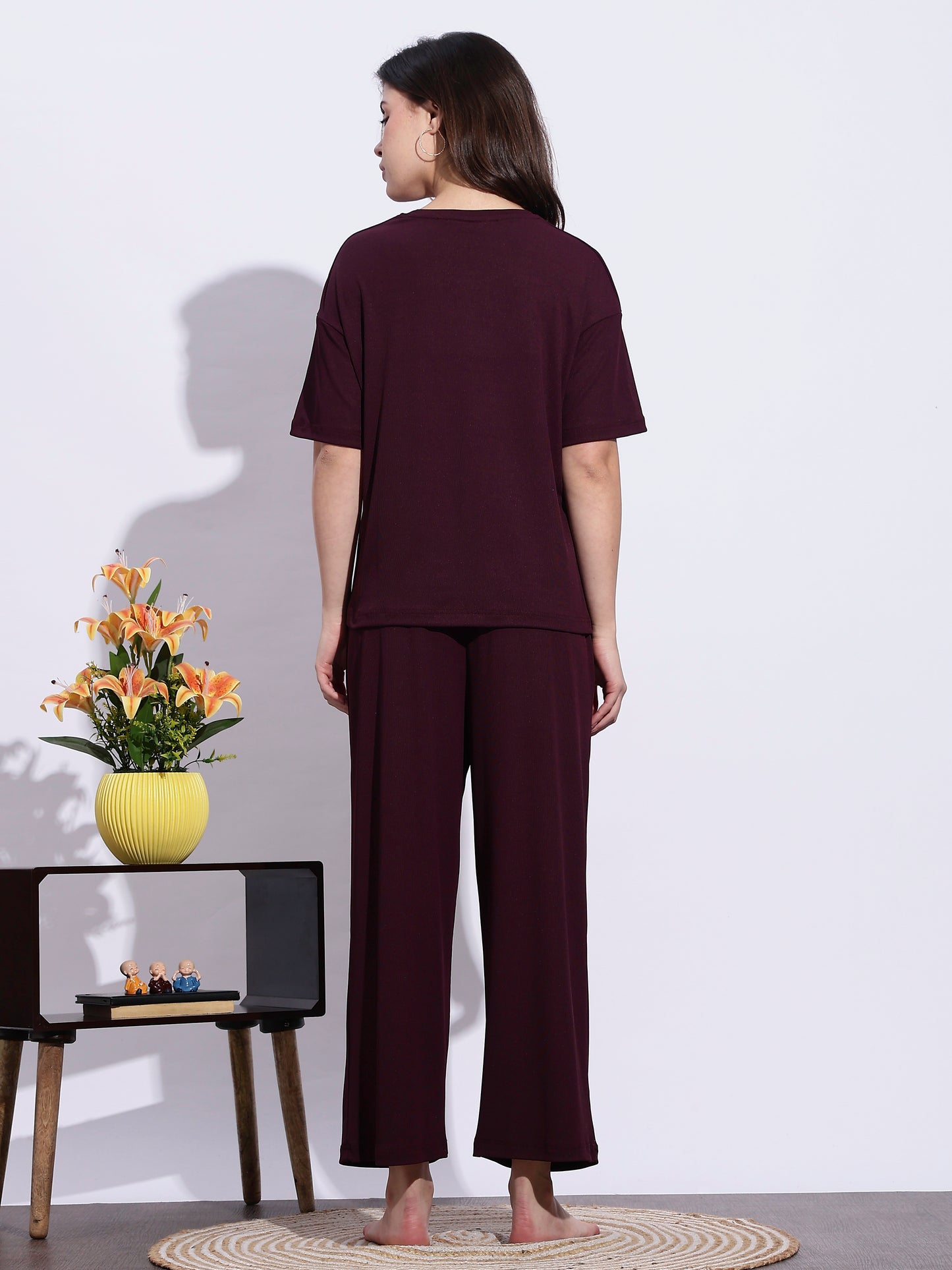 Berry Plum Luxe-Rib Solid PJ Set – Everyday Comfort