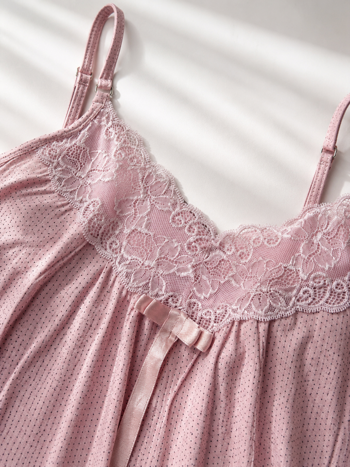 Soft Mauve Polka Dot Chemise Dress for Women Soft and Elegant