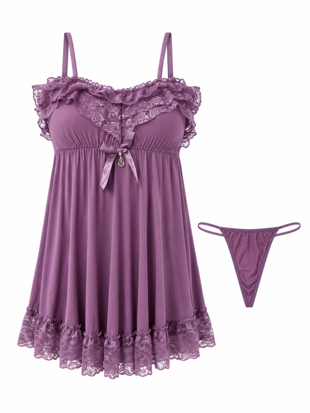 Lilac Luxe Babydoll Dress Romantic Lace A Line Bridal Nightwear