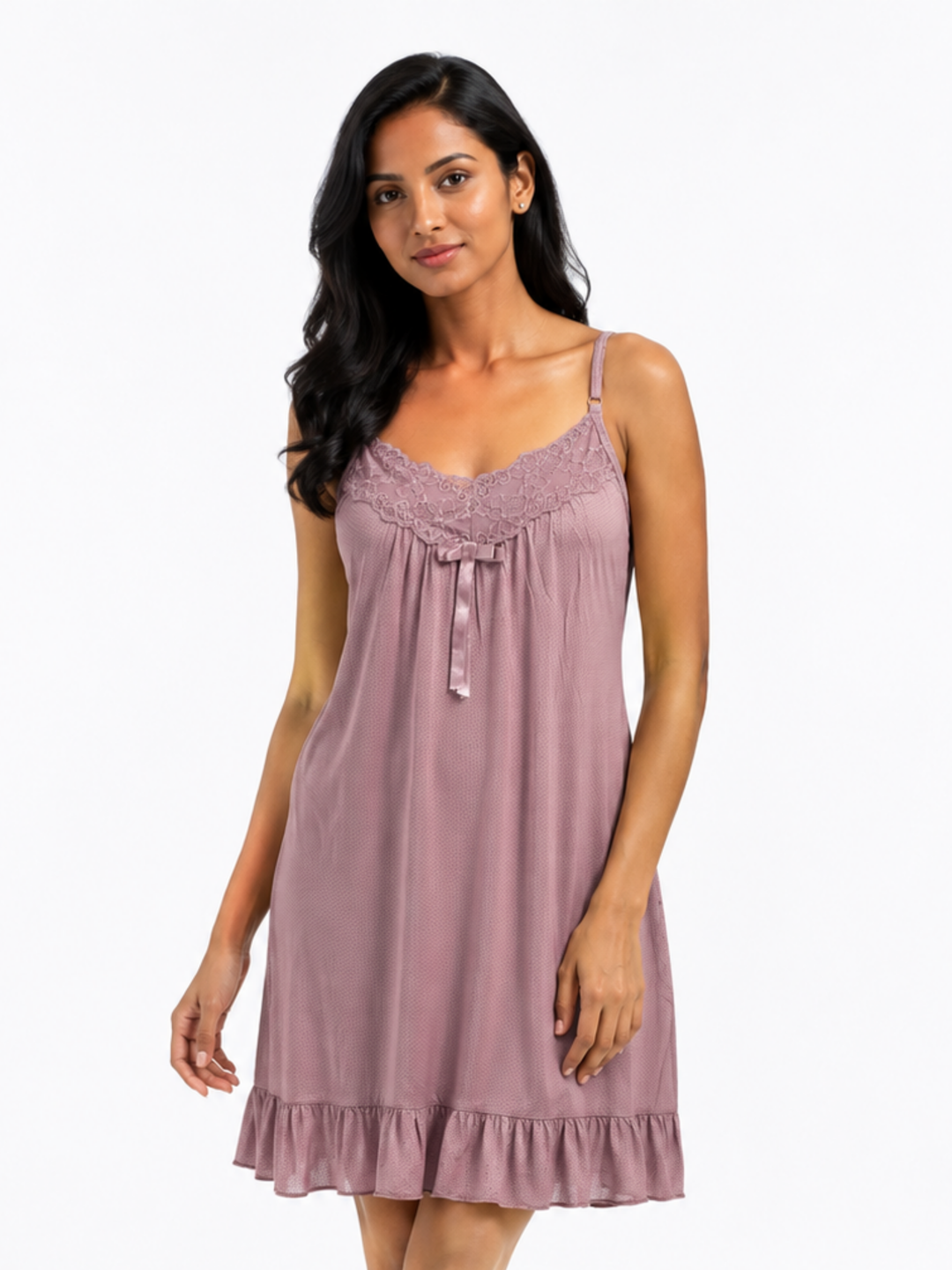 Blush Taupe Polka Dot Babydoll Dress for Women Soft Comfort