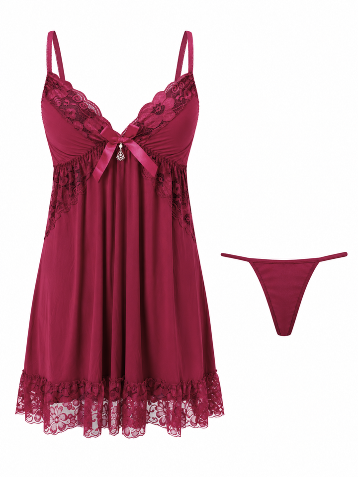 Ruby Romance Malai Modal Babydoll Dress Lace V Neck Bridal Fit