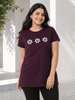 Wine Cotton Long T Shirt for Women with Pocket