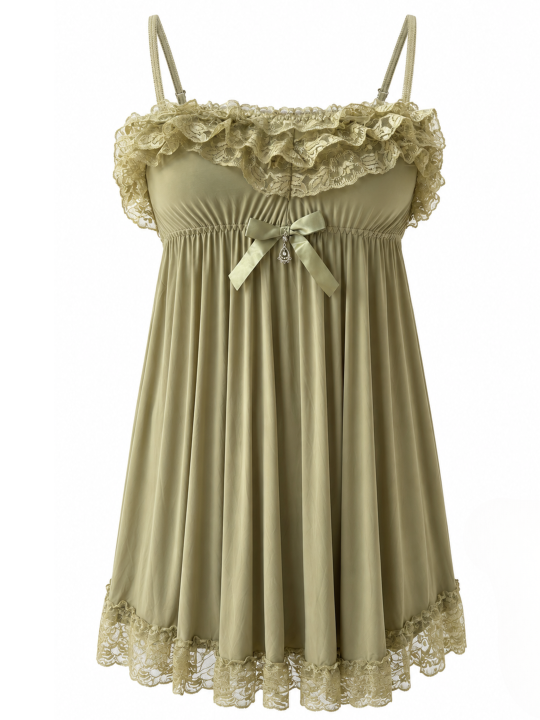 Sage Green Babydoll Dress Floral Lace A Line Bridal Nightwear