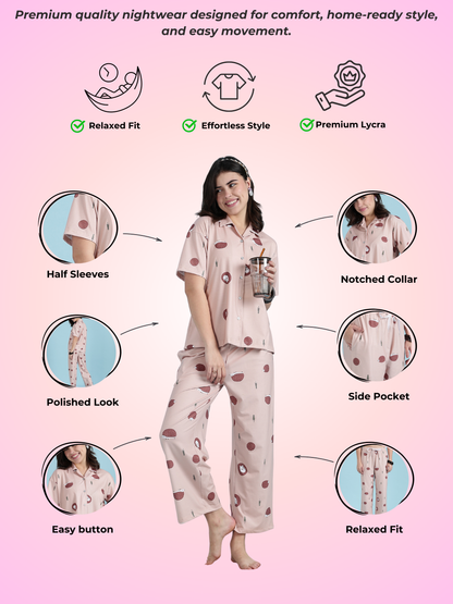 Warm Latte Hedgehog Print Soft-Lounge Set