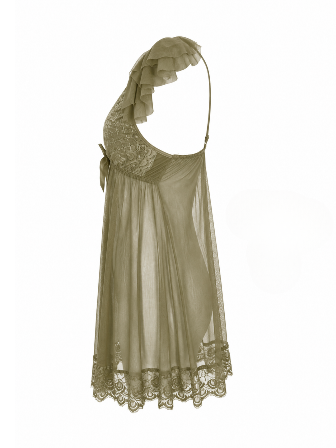 Sage Crush Whisper Floral Lace Viscose Modal Babydoll Dress