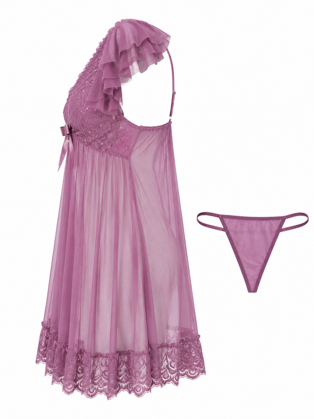 Mauve Mood Dream Lace Babydoll Dress