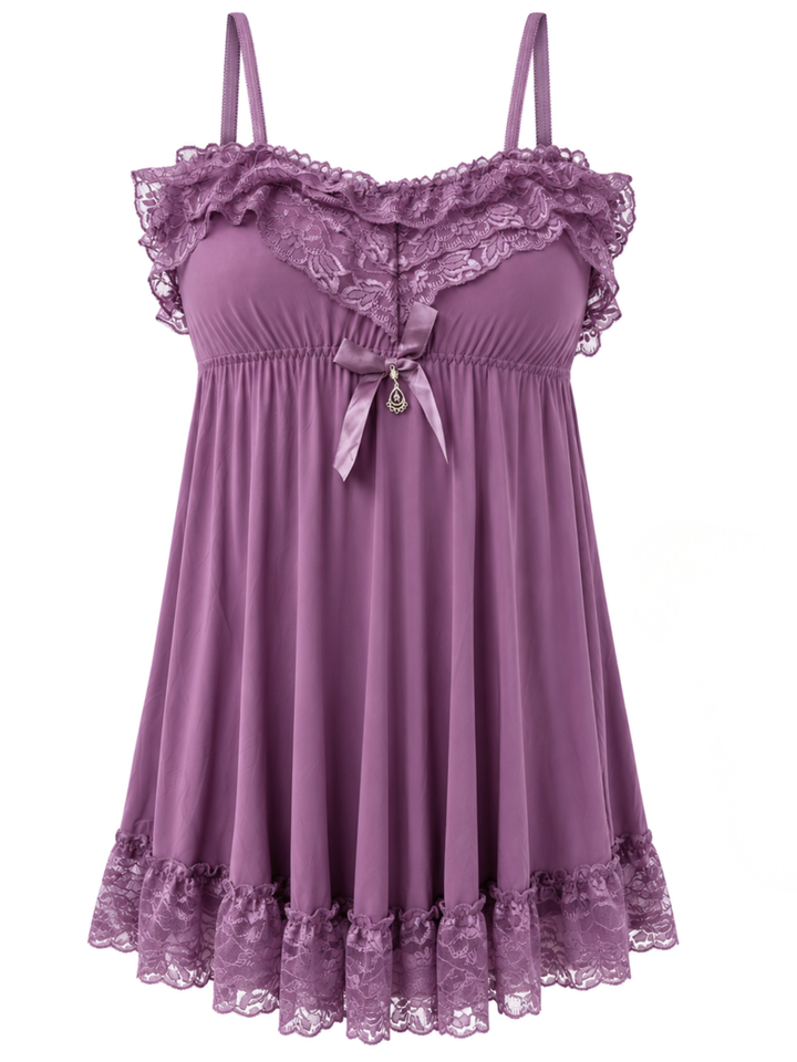 Lilac Luxe Babydoll Dress Romantic Lace A Line Bridal Nightwear