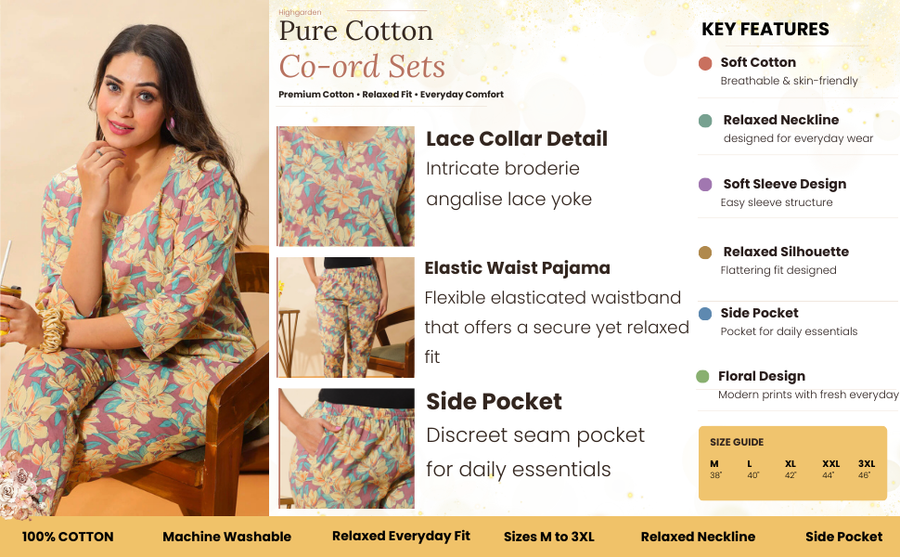 Black Lily Print Pajama Set for Women Soft & Breathable Loungewear