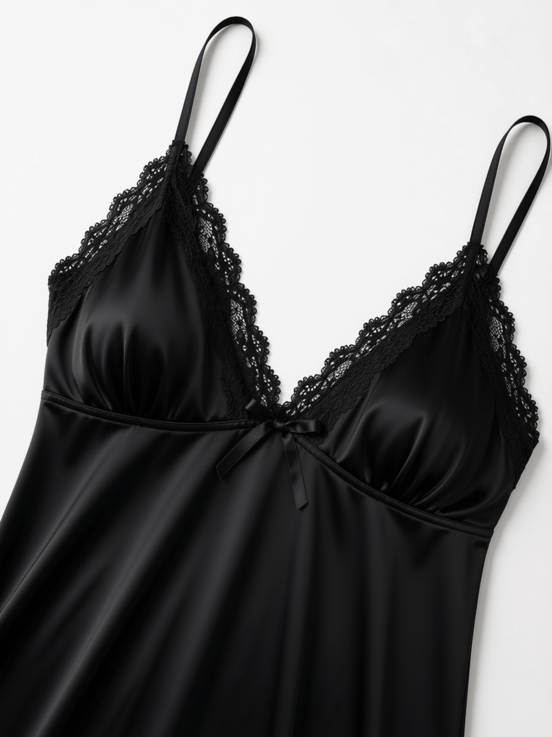 Black Obsession Mulberry Silk Lace Babydoll for Women