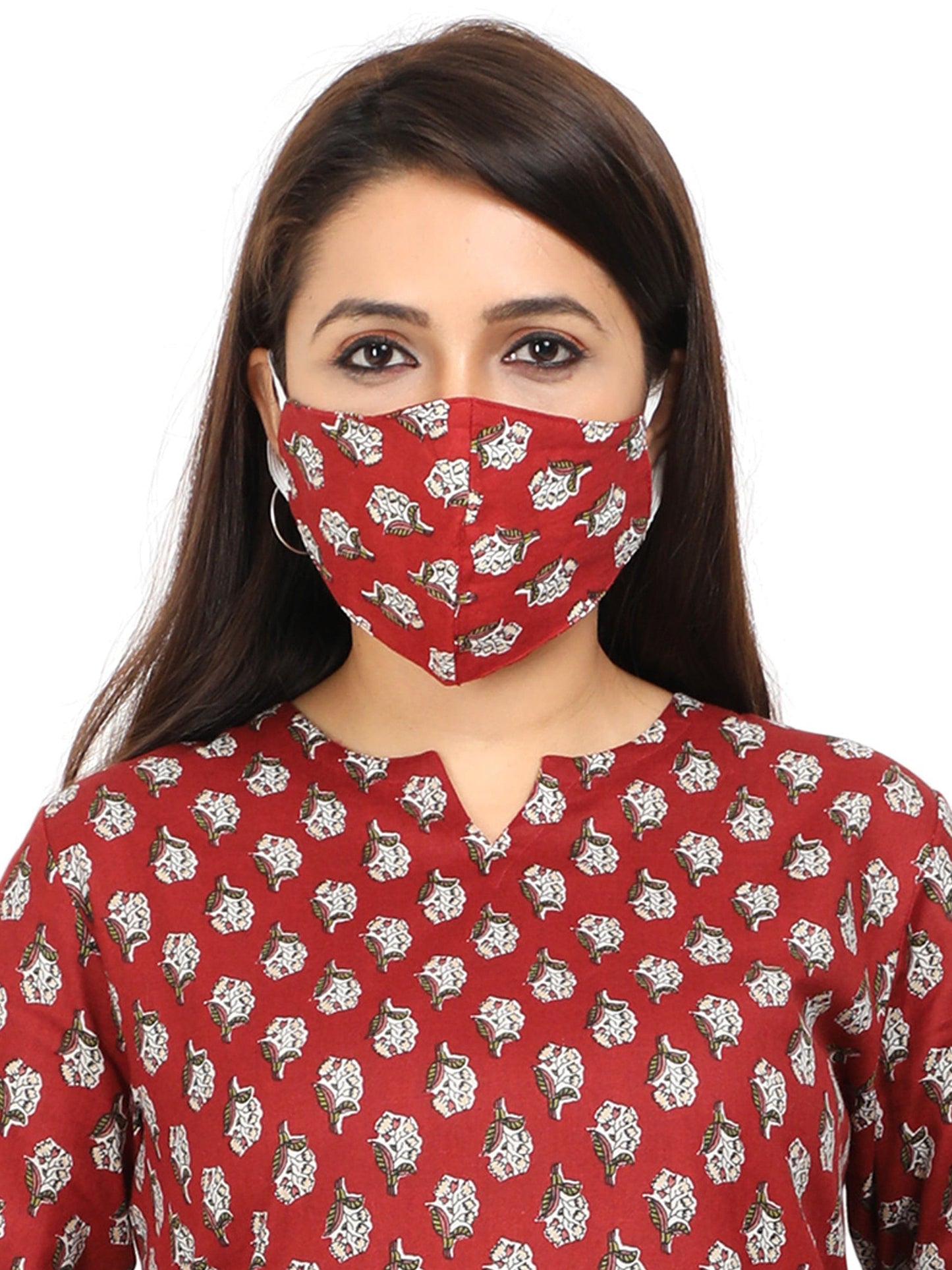 Rust Red Pure Cotton Night Suit Set for Women in Co-ord Style