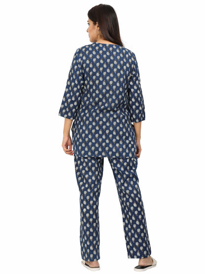 Ink Blue Pure Cotton Coord Sets for Women with Easy All-Day Fit