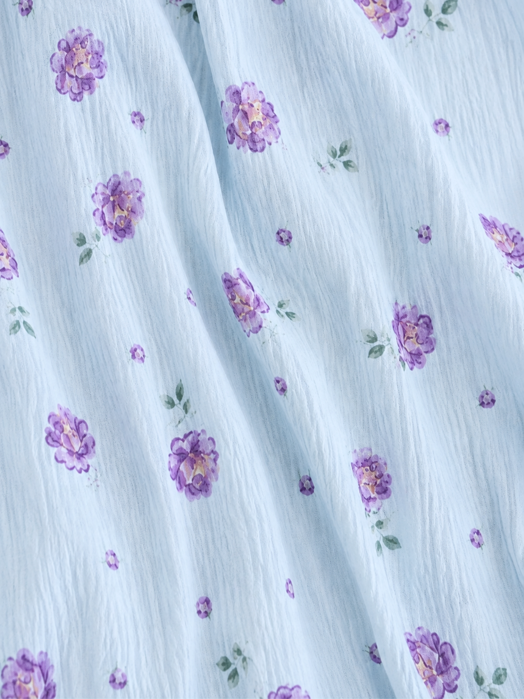 Blue Meadow Crush Cotton Floral Korean Night Suit for Women