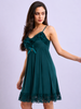 Emerald Green Babydoll Dress Floral Lace A Line Nightwear