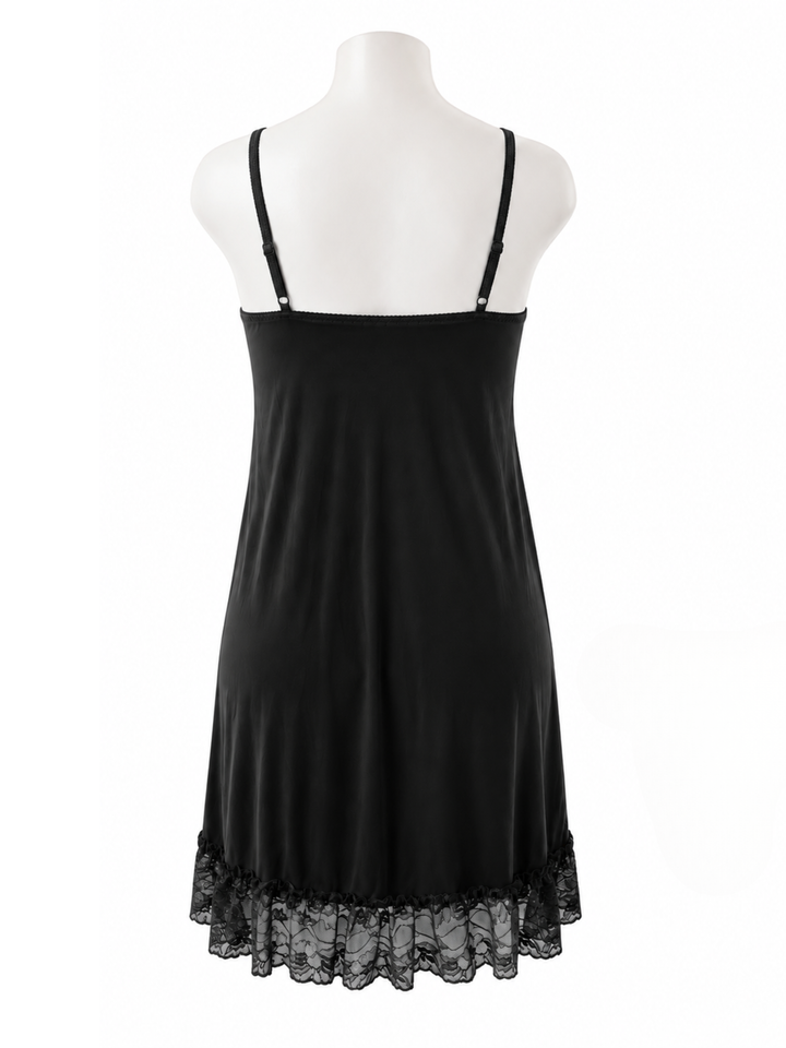 Black Babydoll Dress Lace A Line Elegant Bridal Nightwear
