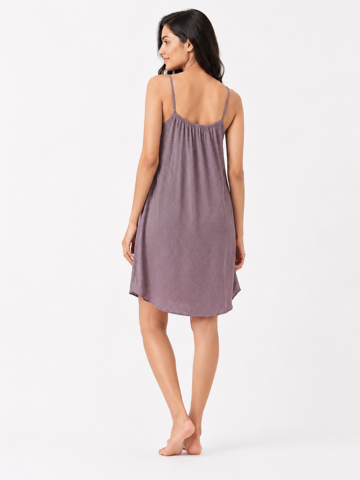 Mocha Muse Polka Dot Viscose Modal Babydoll Dress for Women