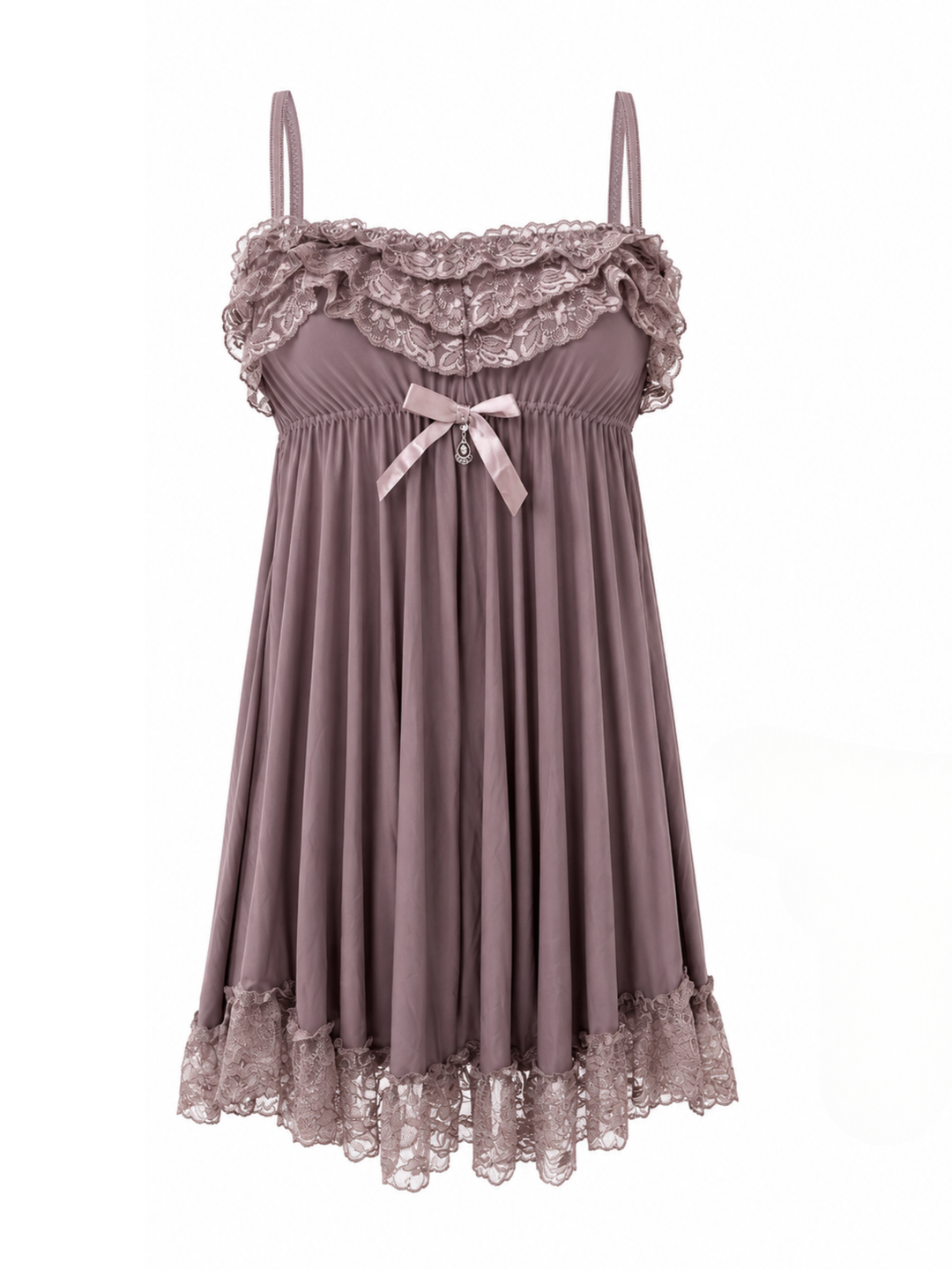 Dusty Taupe Babydoll Dress Soft Lace A Line Bridal Nightwear