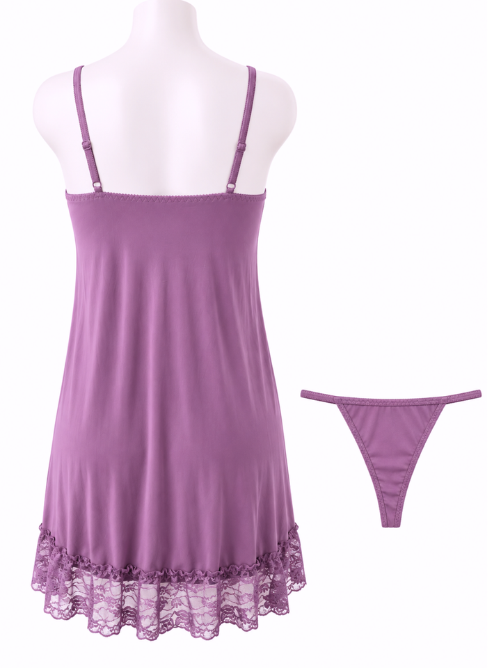 Lilac Luxe Babydoll Dress Romantic Lace A Line Bridal Nightwear