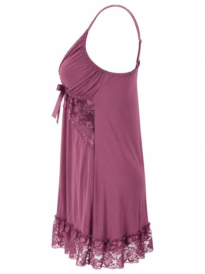 Lilac Dream Malai Modal Babydoll Dress Lace V Neck Soft Fit