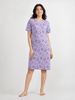 Lavender Soft Cotton Plus Size Short Nighty for Cozy Nights