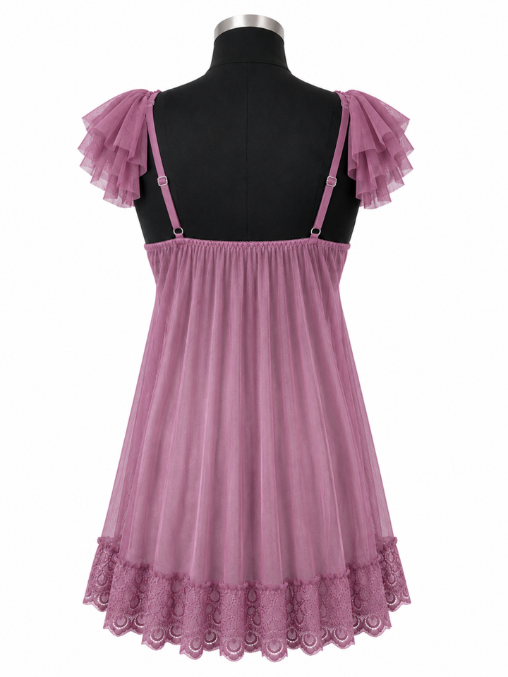 Mauve Mood Dream Lace Babydoll Dress