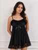 Black Babydoll Dress Lace A Line Elegant Bridal Nightwear