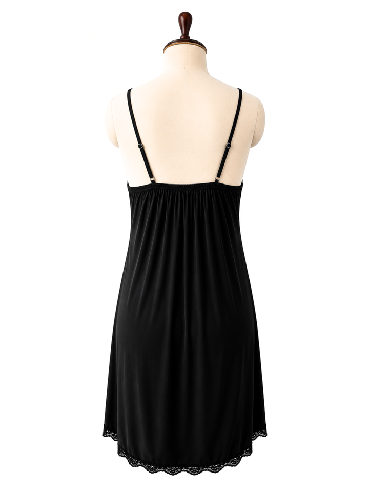 Black Obsession Mulberry Silk Lace Babydoll for Women