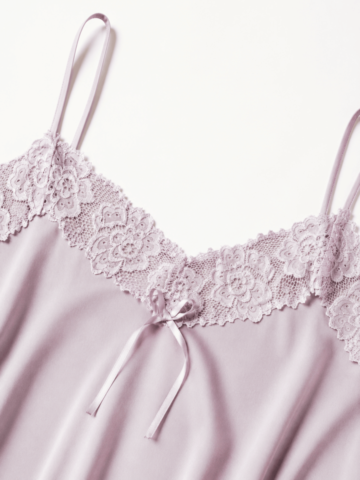 Nude Blush Malai Modal Babydoll Nightdress with Floral Lace