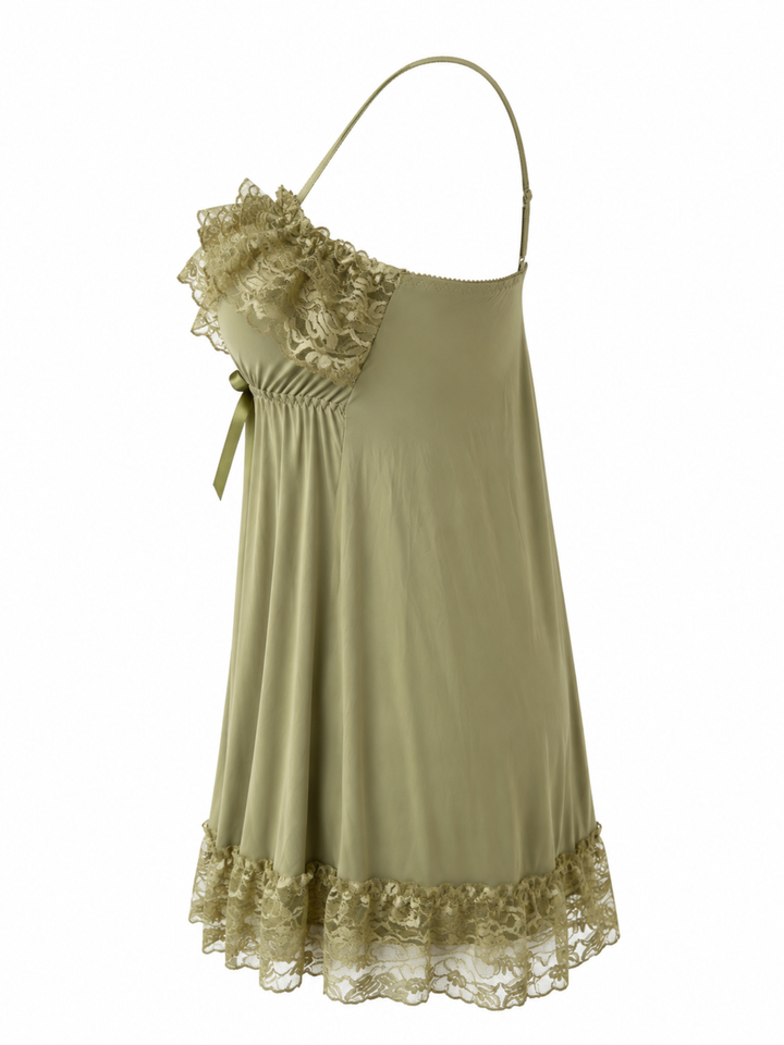 Sage Green Babydoll Dress Floral Lace A Line Bridal Nightwear