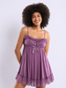 Lilac Luxe Babydoll Dress Romantic Lace A Line Bridal Nightwear