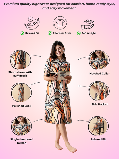 Retro Rush Aesthetic Flow Nighty for Teen Girls