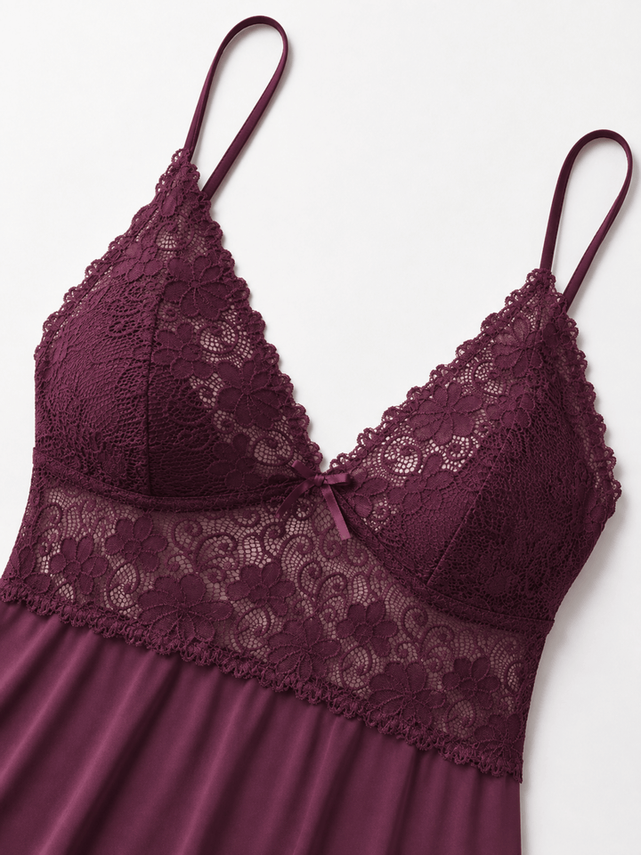 Purple Desire Malai Sweetheart Lace Babydoll Dress for Women