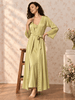 Shimmer Gold Satin Long Robe and Night Gown Set for Women