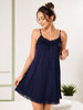 Navy Desire Malai Modal Babydoll Dress with Scalloped Lace Hem