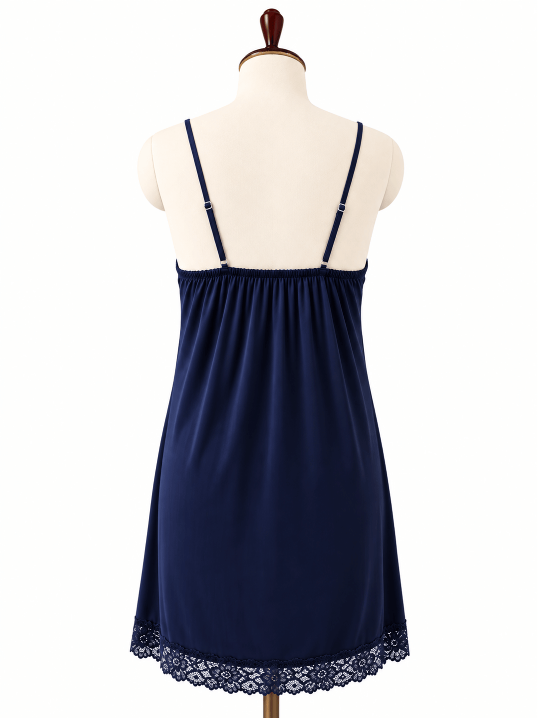 Navy Desire Malai Modal Babydoll Dress with Scalloped Lace Hem