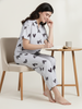 Snowy Heart Soft-Stretch Dreamy Button down Loungewear And Night Suit Set