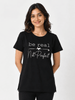 Black Graphic Print Long T Shirt for Women Everyday Comfort Wear