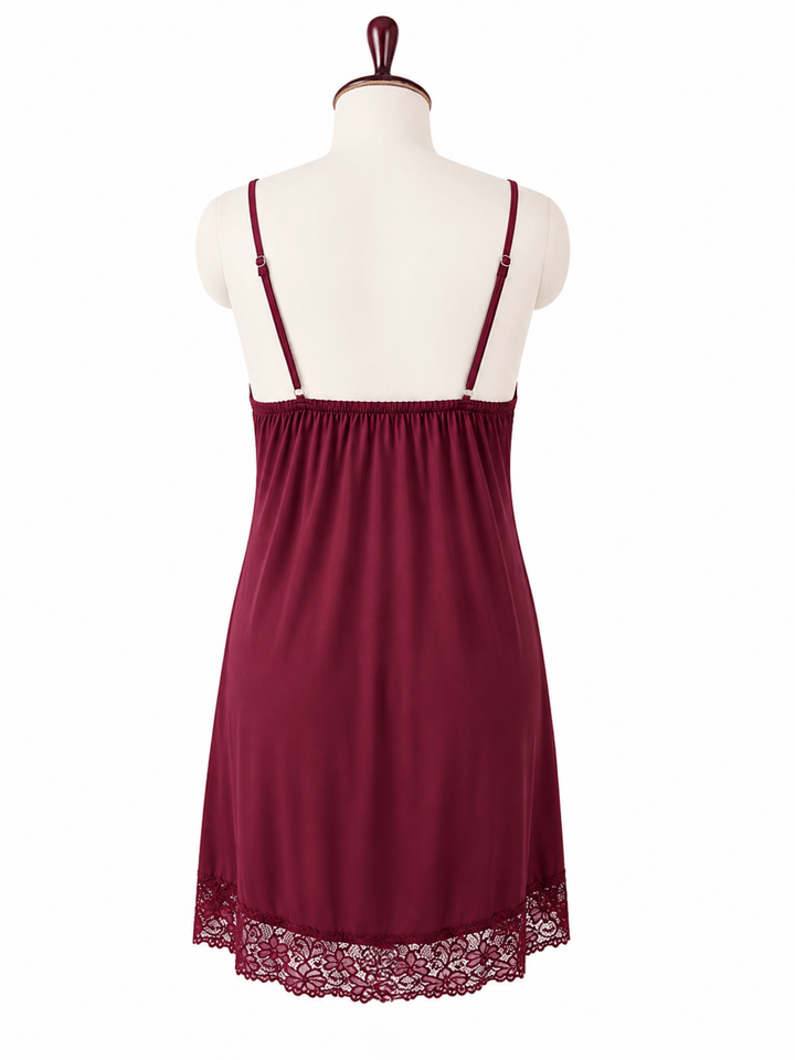 Berry Bliss Malai Floral Lace Babydoll Nightdress for Women