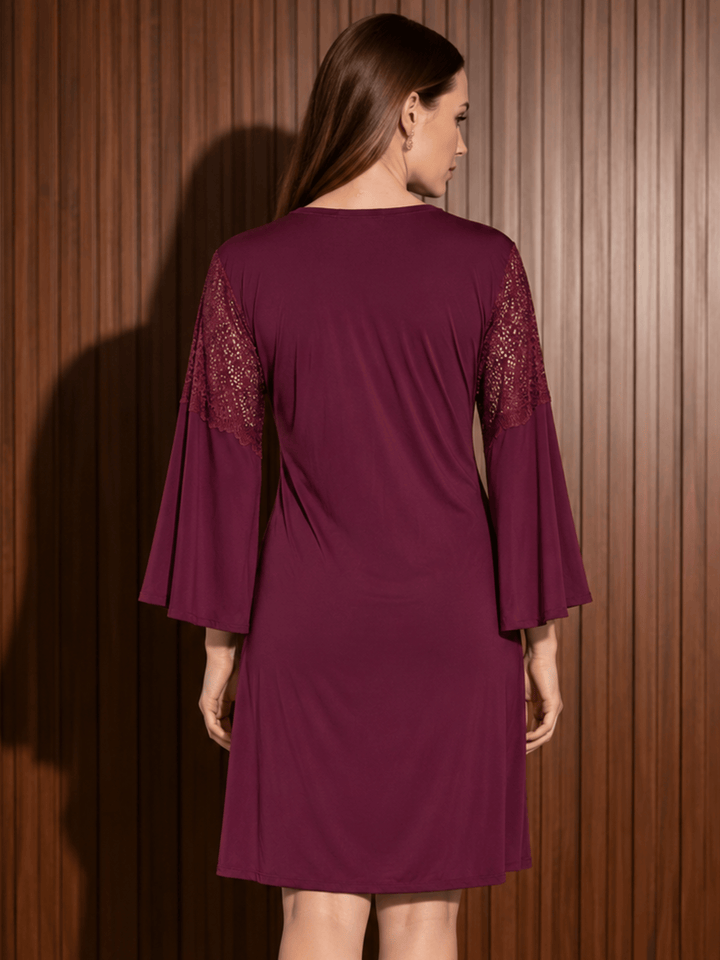 Merlot Magic Scalloped Lace Malai Babydoll Dress with Robe