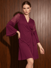 Merlot Magic Scalloped Lace Malai Babydoll Dress with Robe