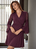 Purple Pout Floral Lace V-Neck Malai Babydoll Dress with Robe