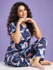 Pop Art Glossy Lycra Printed Night Suit For Women