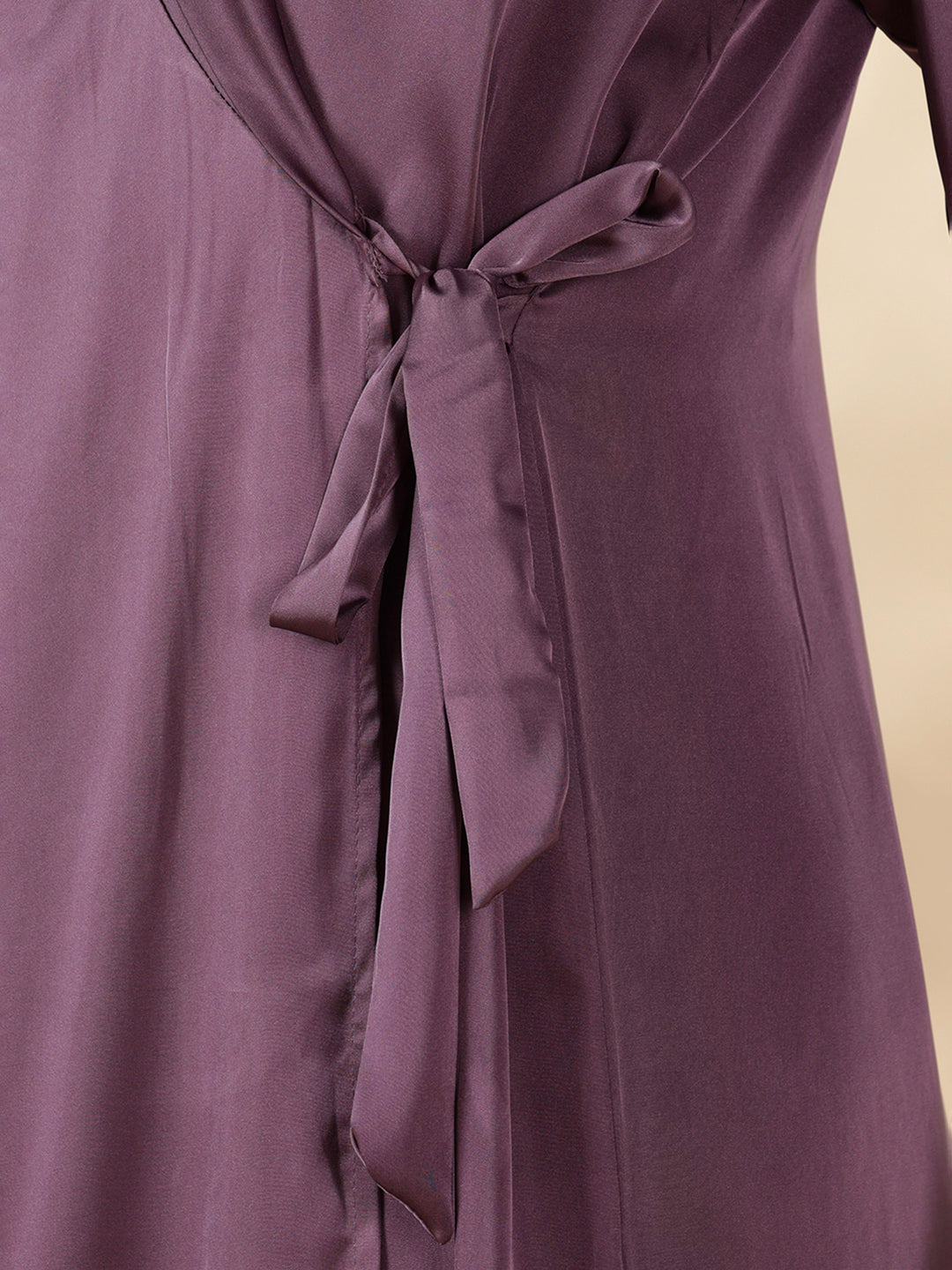 Satin Designer Nighty for Women with Lace Robe and Slip Set