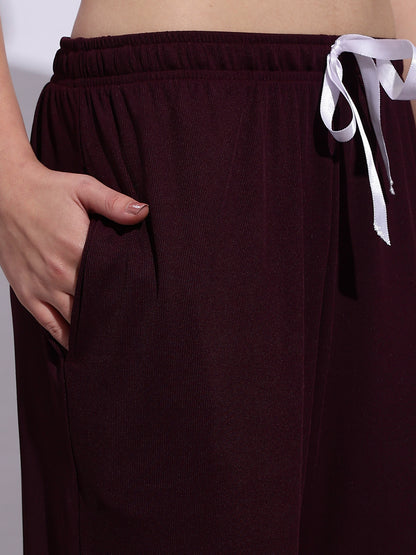 Berry Plum Solid Pjs Womens Set